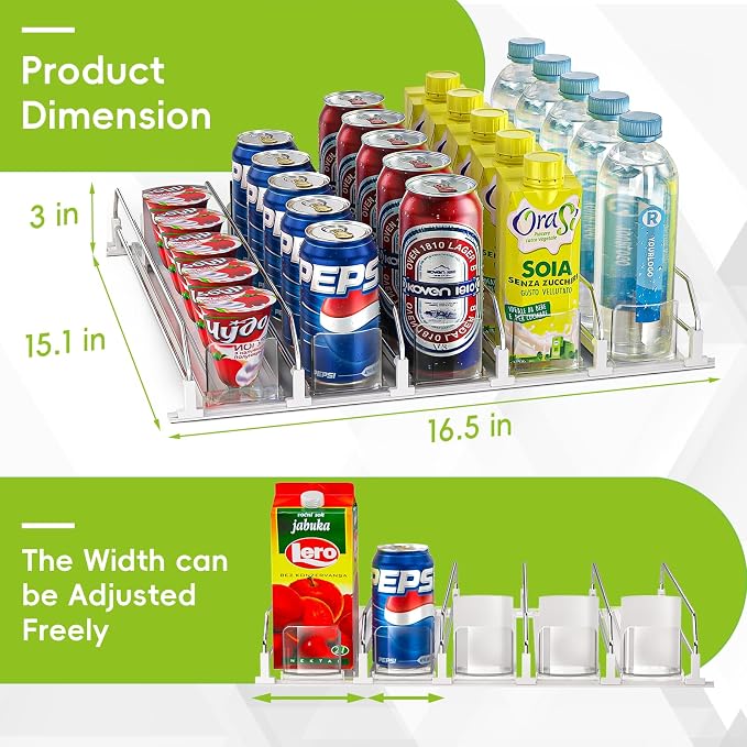 Soda Can Dispenser for Refrigerator, Self-Pushing Drink Organizer for Fridge - Image 3