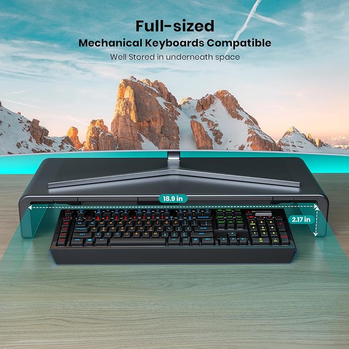 Monitor Stand Riser, Klearlook Foldable Computer Monitor Riser, Height - Image 3