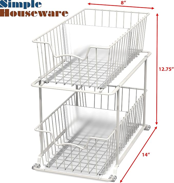 Simple Houseware 2 Tier Cabinet Wire Basket Drawer Organizer - Image 2