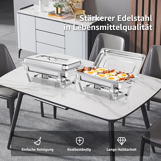 Chafing Dish Buffet Set, 8QT Stainless Steel Chafing Dishes - Image 6