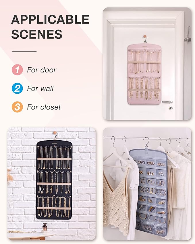 BAGSMART Hanging Jewelry Organizer, Necklace Holder Anti-tangle Earrings Rings - Image 5