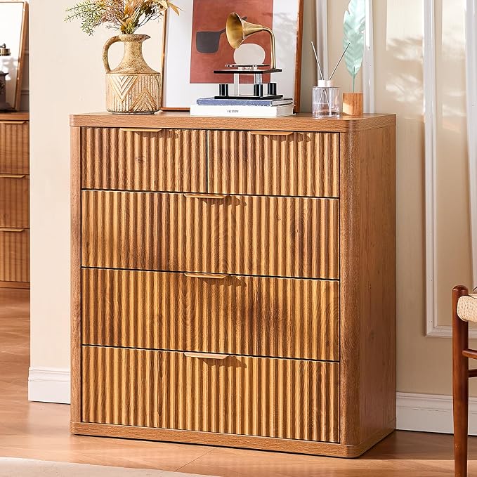 LEYAOYAO Fluted 5 Drawers Dresser by LEYAOYAO-Findtheshiningpointofyourideallife%EF%BC%81