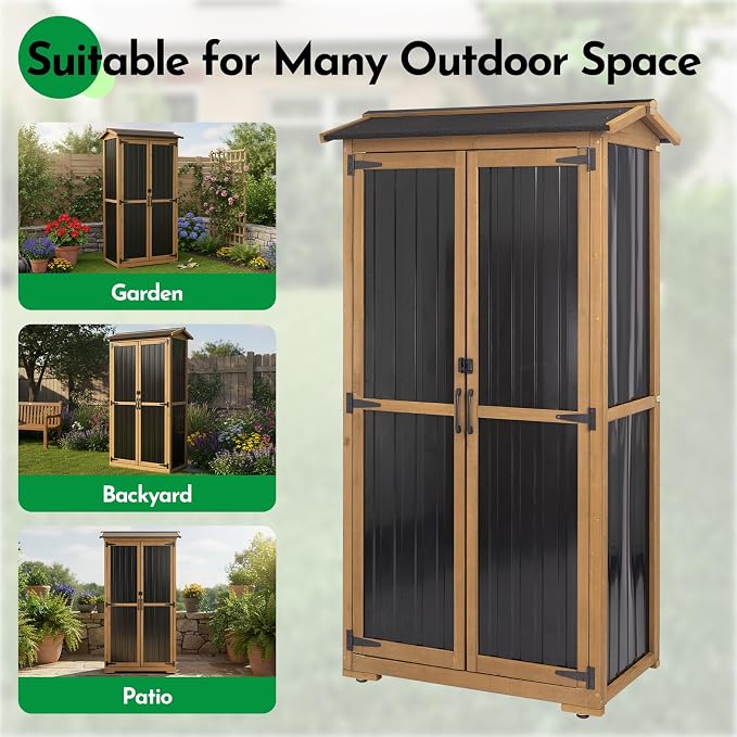 Large Outdoor Storage Cabinet, Wood Outdoor Storage Shed - Image 6