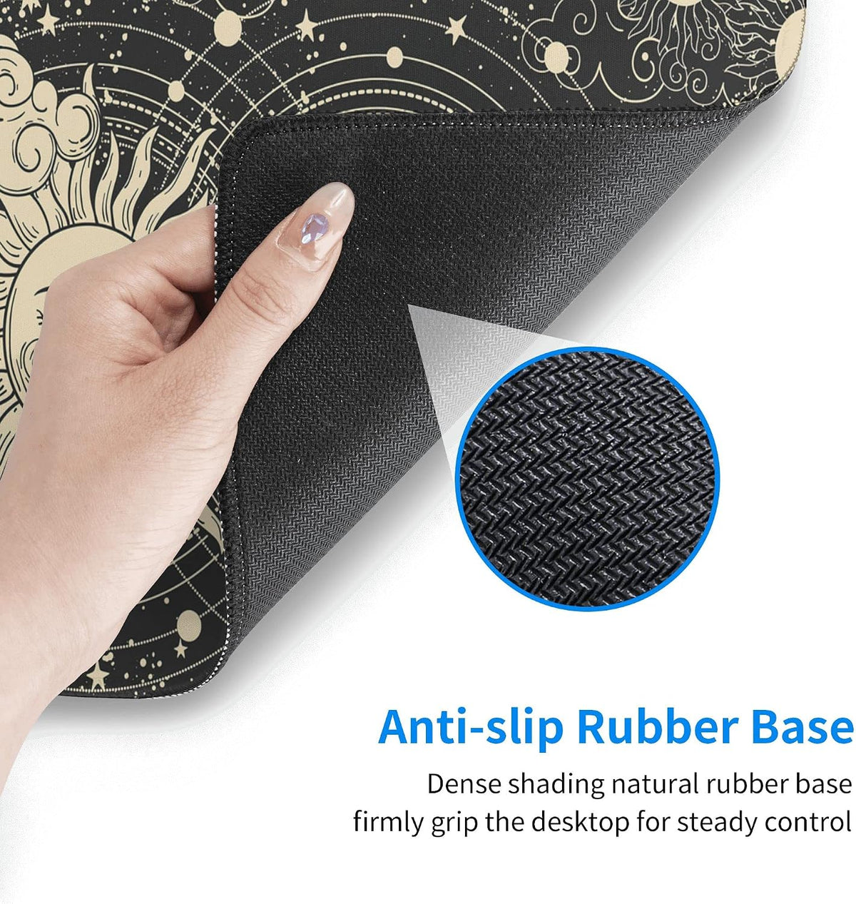 Desk Mat,Celestial Sun and Moon Extended Gaming Mouse Pad for Office