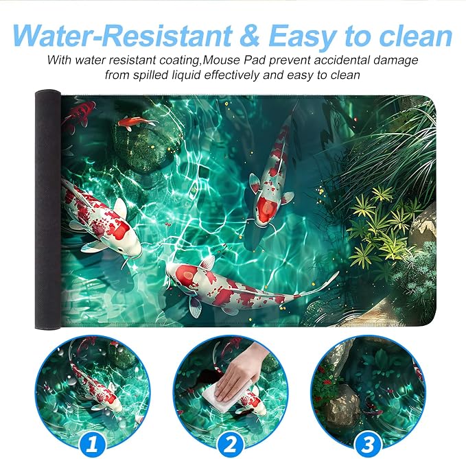 Koi Fish Mouse Pad XXL – Large Japanese Pond Desk Mat - Image 7