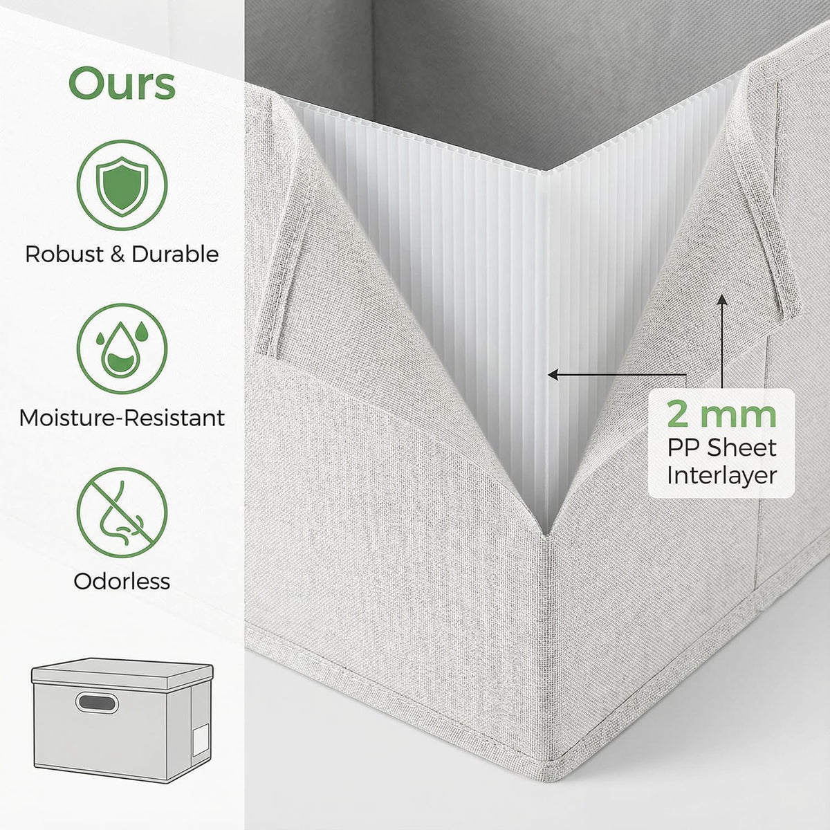 Storage Bins with Lids [3-Pack] Linen Fabric Foldable Storage Boxes