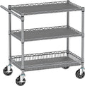 Rolling Cart with Wheels, Heavy Duty 3 Tier Metal Utility Cart 990lbs Capacity by Folews