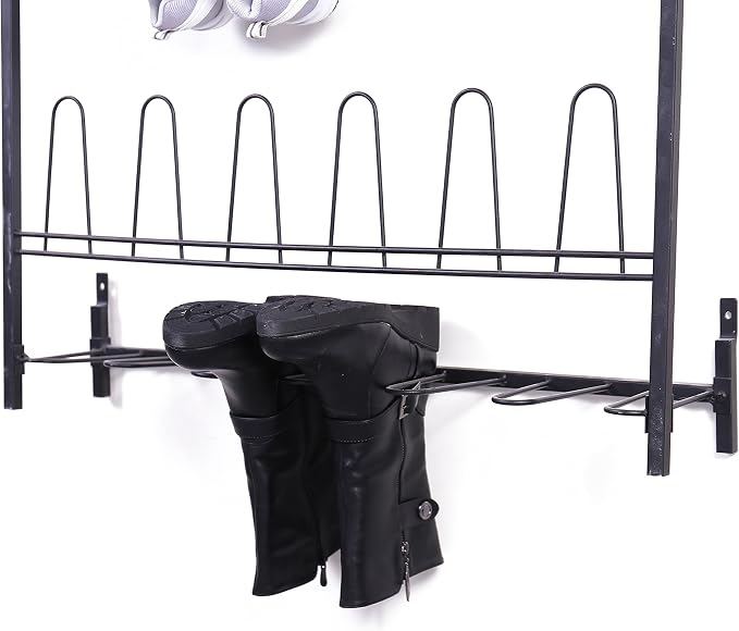 MyGift Modern Matte Black Metal Hanging Shoe Rack - Image 3