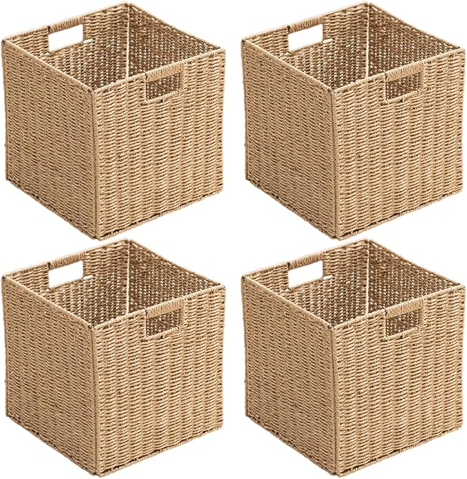 Handwoven Paper Woven Cube Basket Organizer by HaoGZMZFCL