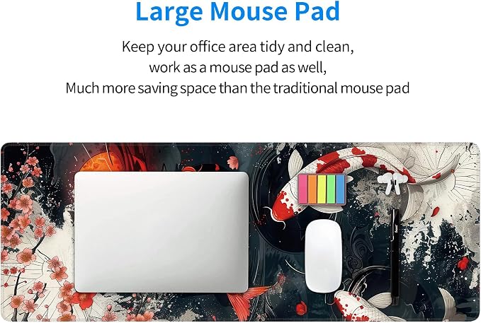 Koi Fish Large Mouse Pad, Gaming Keyboard Desk Pad, Extended Mouse Mat Non-Slip - Image 8