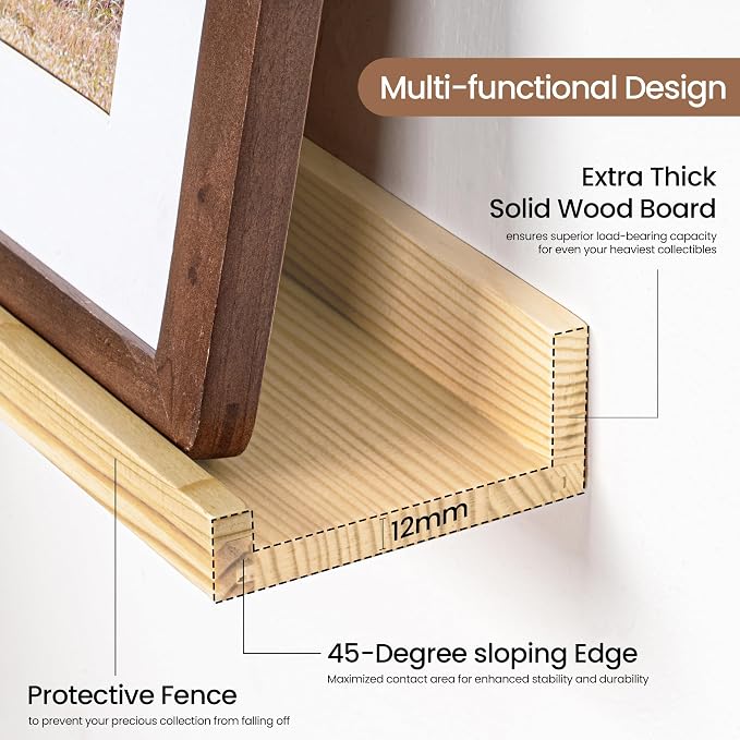 Picture Ledge Shelf, Floating Shelves Set of 2, 32 Inches Solid Wood Nursery - Image 4