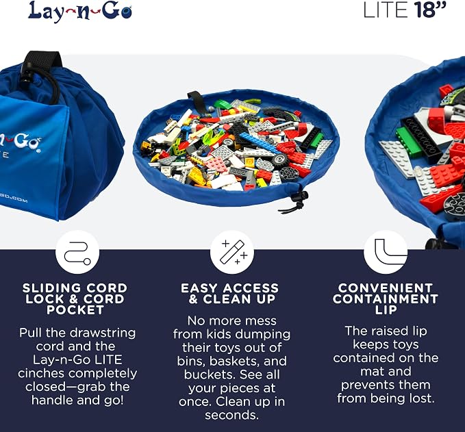 Lay-n-Go 2-in-1 Small Portable Drawstring Toys Storage Organizer and Play Mat - Image 4