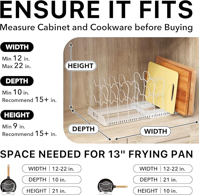 Simple Houseware Expandable Pan Organizer Rack, 10 Adjustable Compartments - Image 3