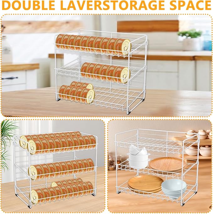 Cat Food Organizer, 3-Tier Stackable Iron Shelf - Image 4