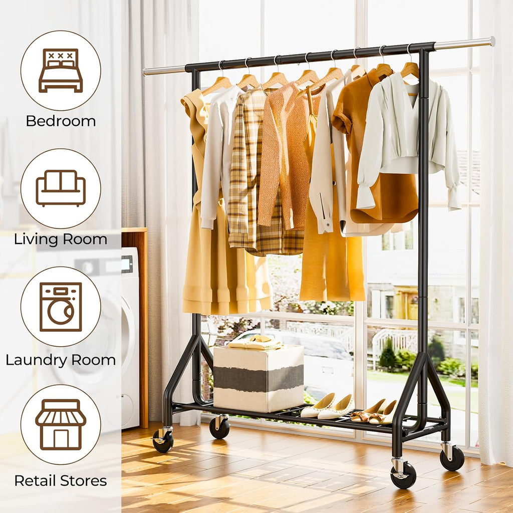 HYSEYY Heavy Duty Clothes Rack Load 450 LBS, Metal Garment Rack