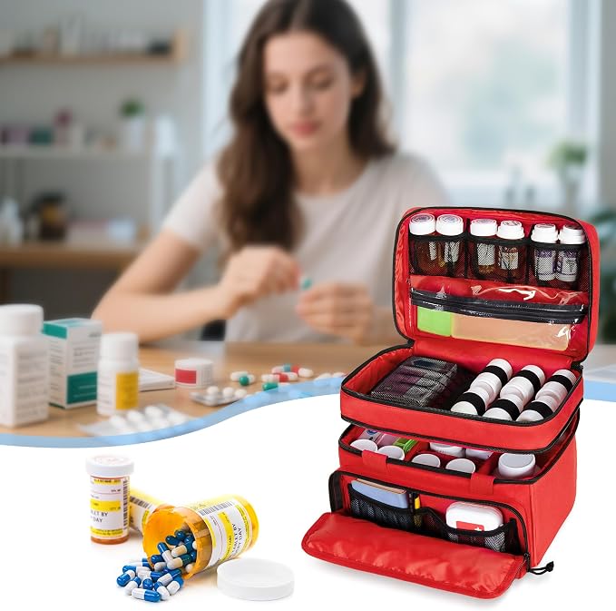 CURMIO Tactical Pill Bottle Organizer Case, Double Layers Medicine Storage Bag - Image 7