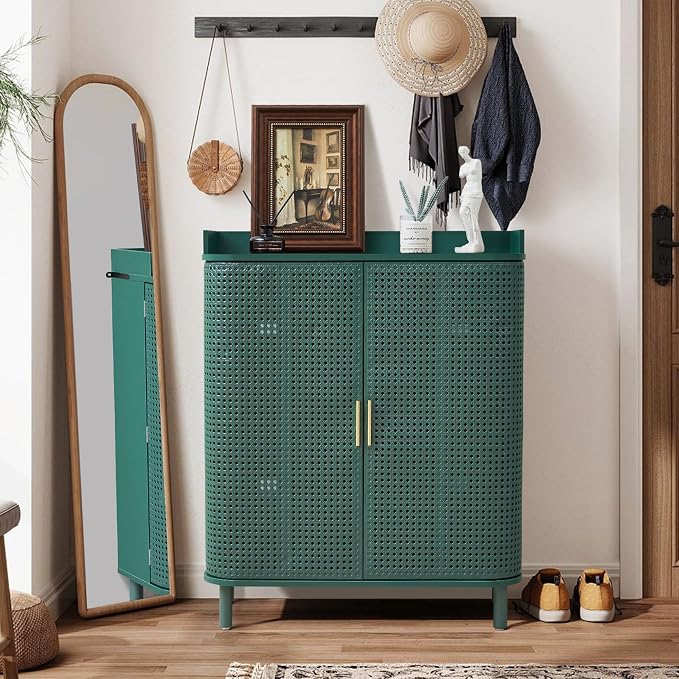 ORRD Shoe Cabinet, 5 Tier Boho Wooden Shoe Storage Organizer Cabinet - Image 5
