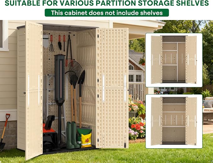 Vertical Outdoor Storage Shed, 60 Cu.Ft Resin Storage Cabinet Waterproof - Image 3
