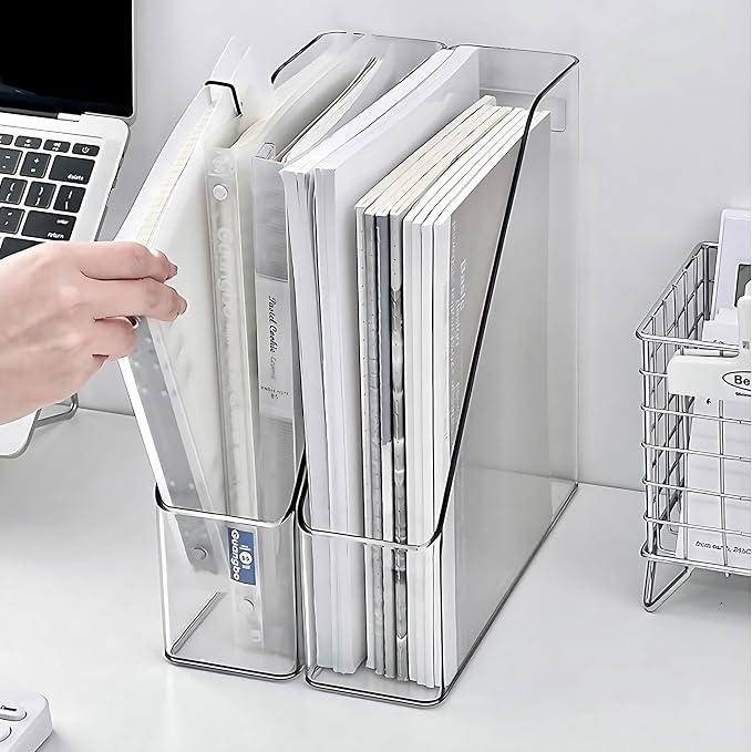 4-Pack Acrylic Magazine Holder & Book Organizer Clear Desktop File Storage Rack - Image 4