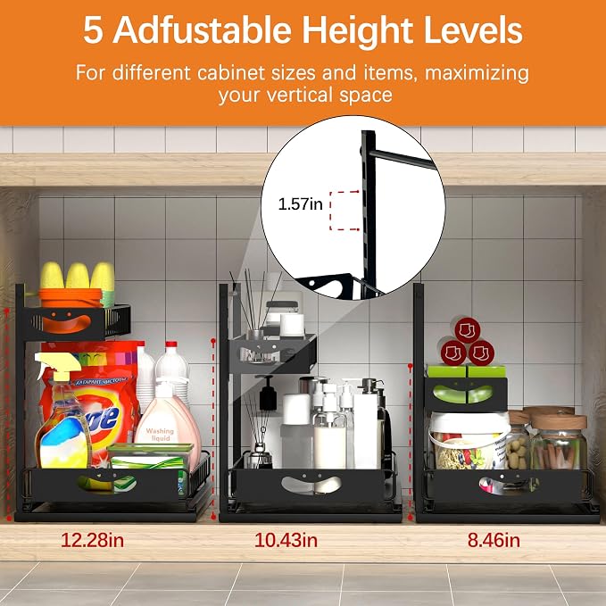 Under Sink Organizer with Pull-Out Drawers, Kitchen Sink Organizer, 2 Tier - Image 4