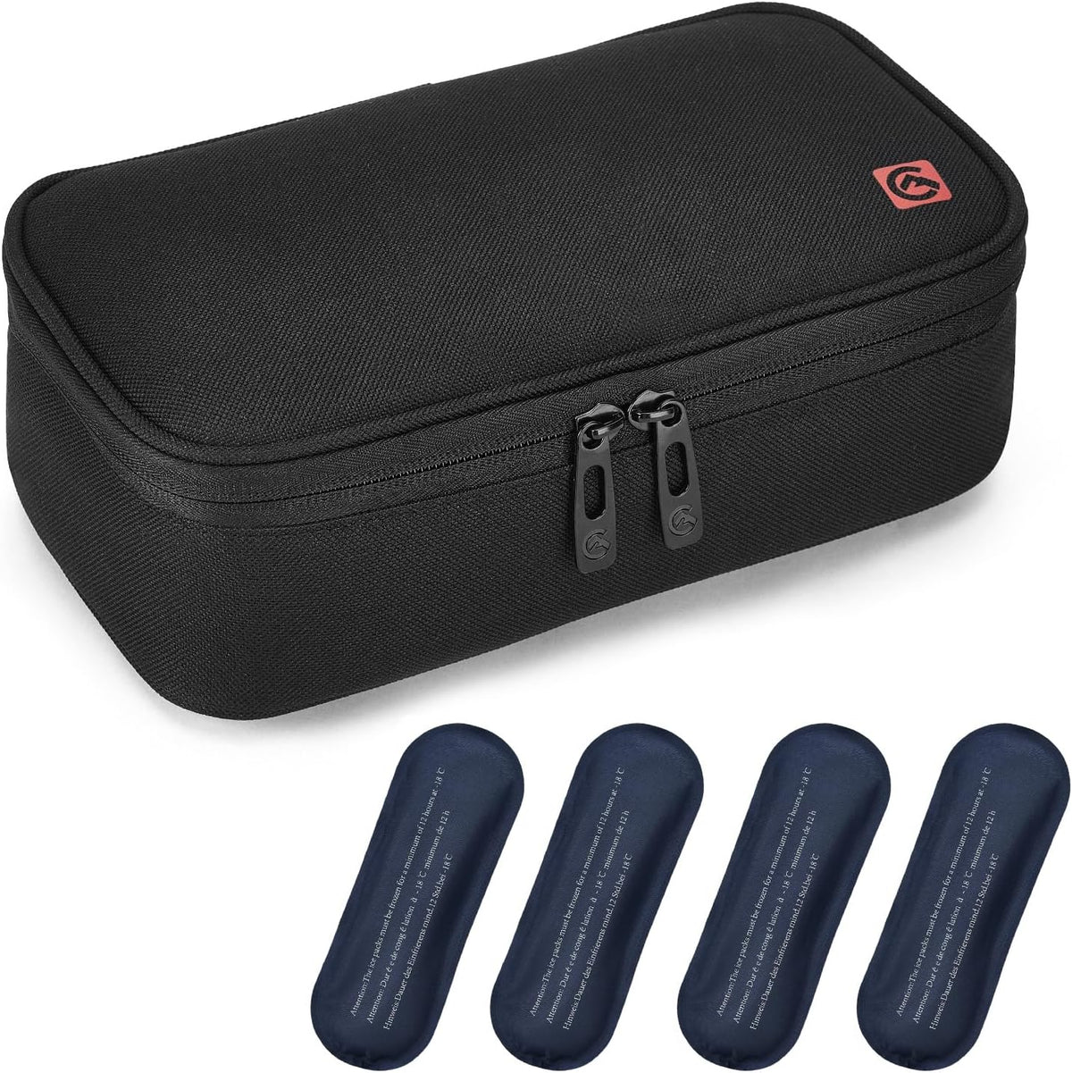 ALLCAMP Insulin Travel Cooler Case, Large Capacity, 4 Ice Packs, Black