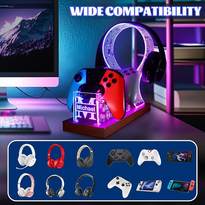 YuanDian Gamer Gifts for Teenage Boy, Desk Gaming Headset and Controller Stand - Image 3
