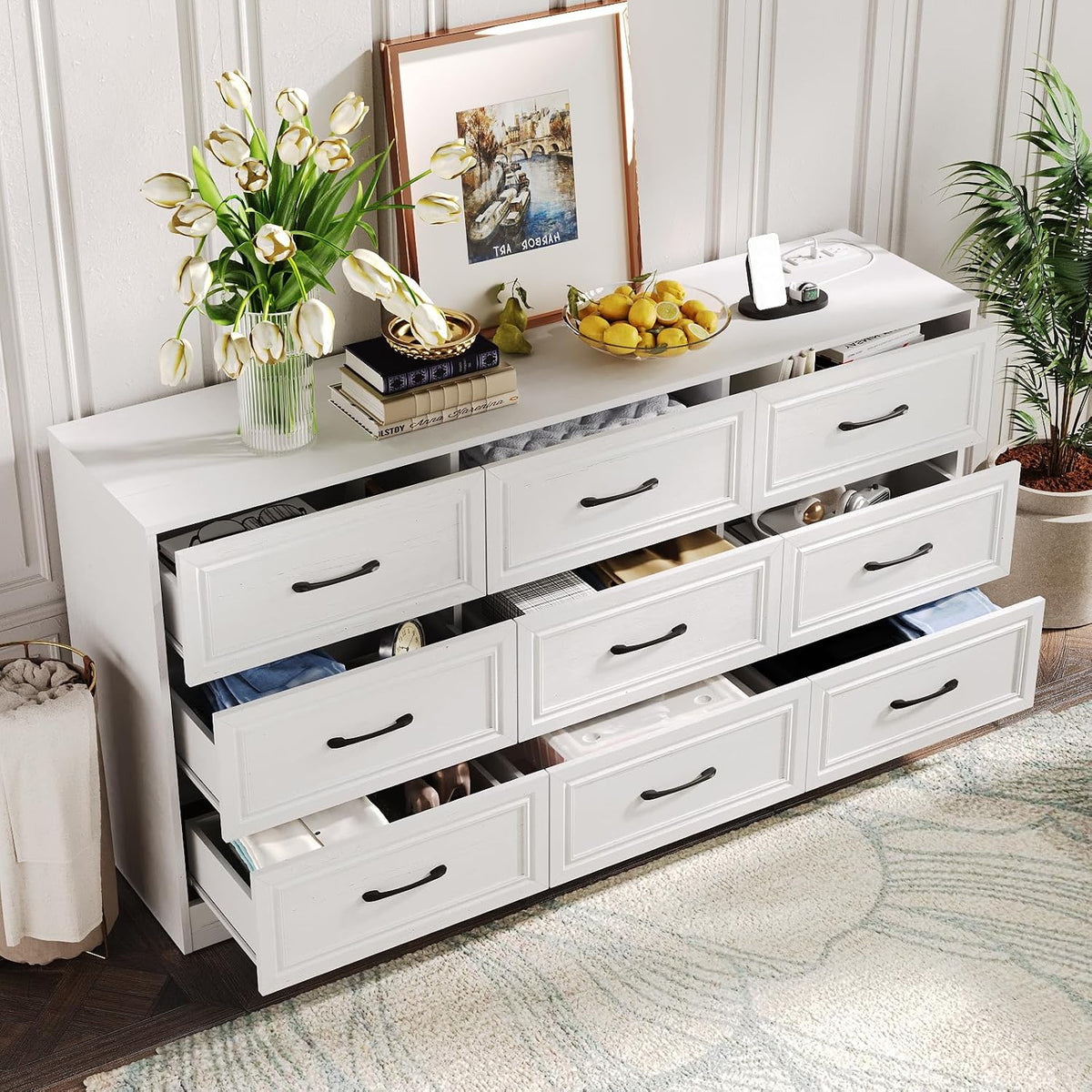 Fameill Dresser for Bedroom, 9 Drawer Wide Dresser Organizer with