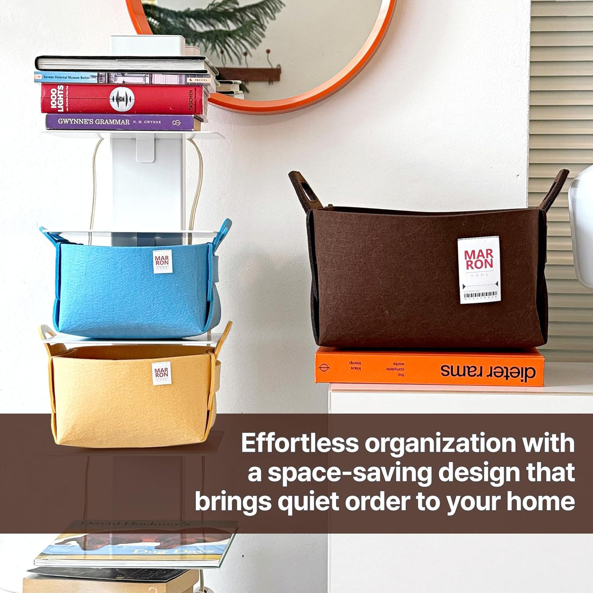 Collapsible Felt OLIVE Storage Bin Large 14.6"x9.4"x9.4" – Foldable
