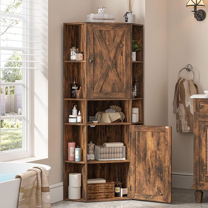 Farmhouse Corner Cabinet, Tall Corner Storage Cabinet - Image 4