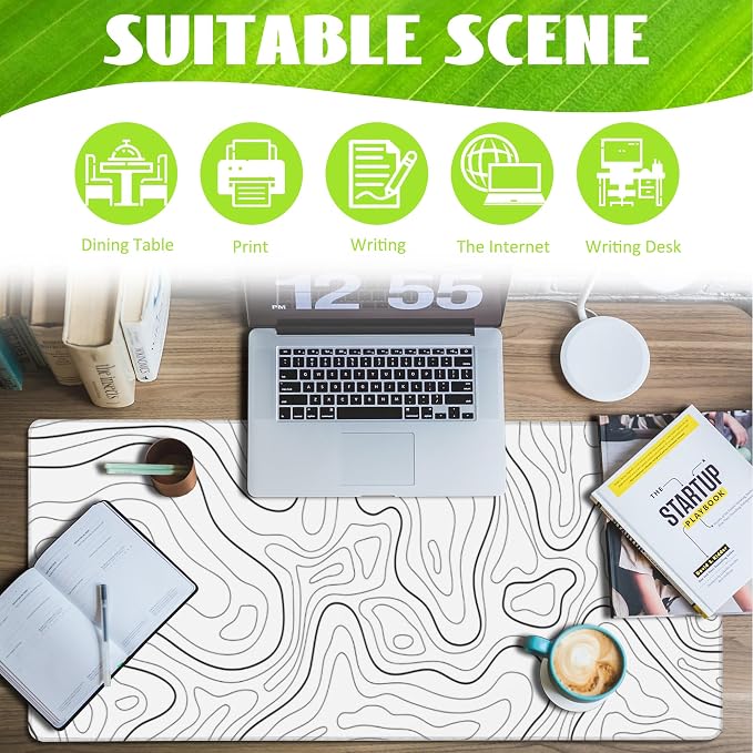 Desk Mat, Topographic Contour Large Gaming Mouse Pad - Image 3