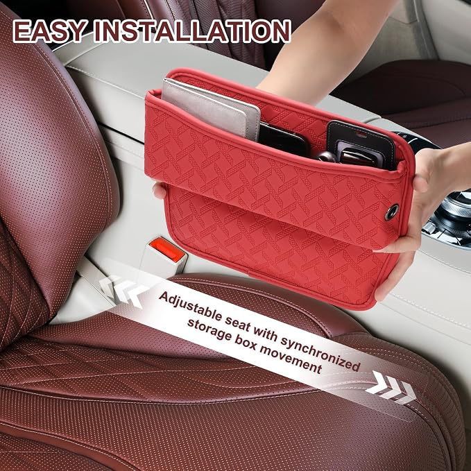 HARFINGTON 2pcs Car Seat Gap Filler Organizer 11.5 x 8 x 2.1 Inch Leather - Image 5