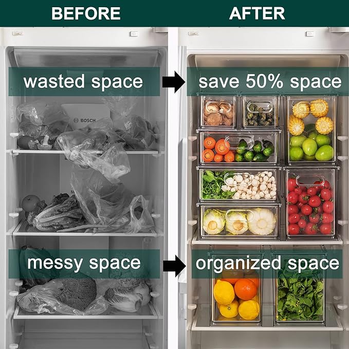LALASTAR Fridge Organizer And Storage Clear, Large Refrigerator Organizer Bin - Image 2