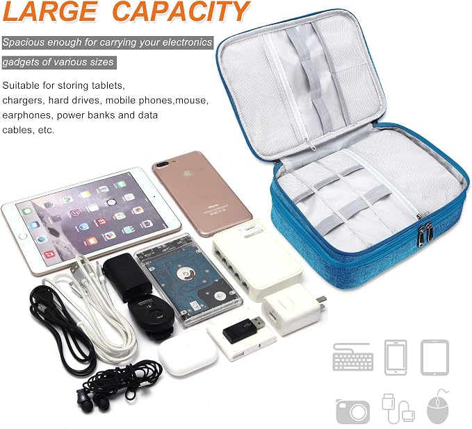 SELLYFELLY Electronic Bag Travel Cable Accessories Bag Waterproof Double Layer - Image 4