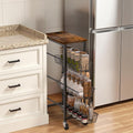 Slim Rolling Cart, 4-Tier Storage Cart, 9.1inch Narrow Kitchen Rolling Cart on by HONESTOUTFITTERS