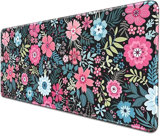 Retro Flowers Mouse Pad, Large Vintage Floral Mousepad Desk Pad - Image 2