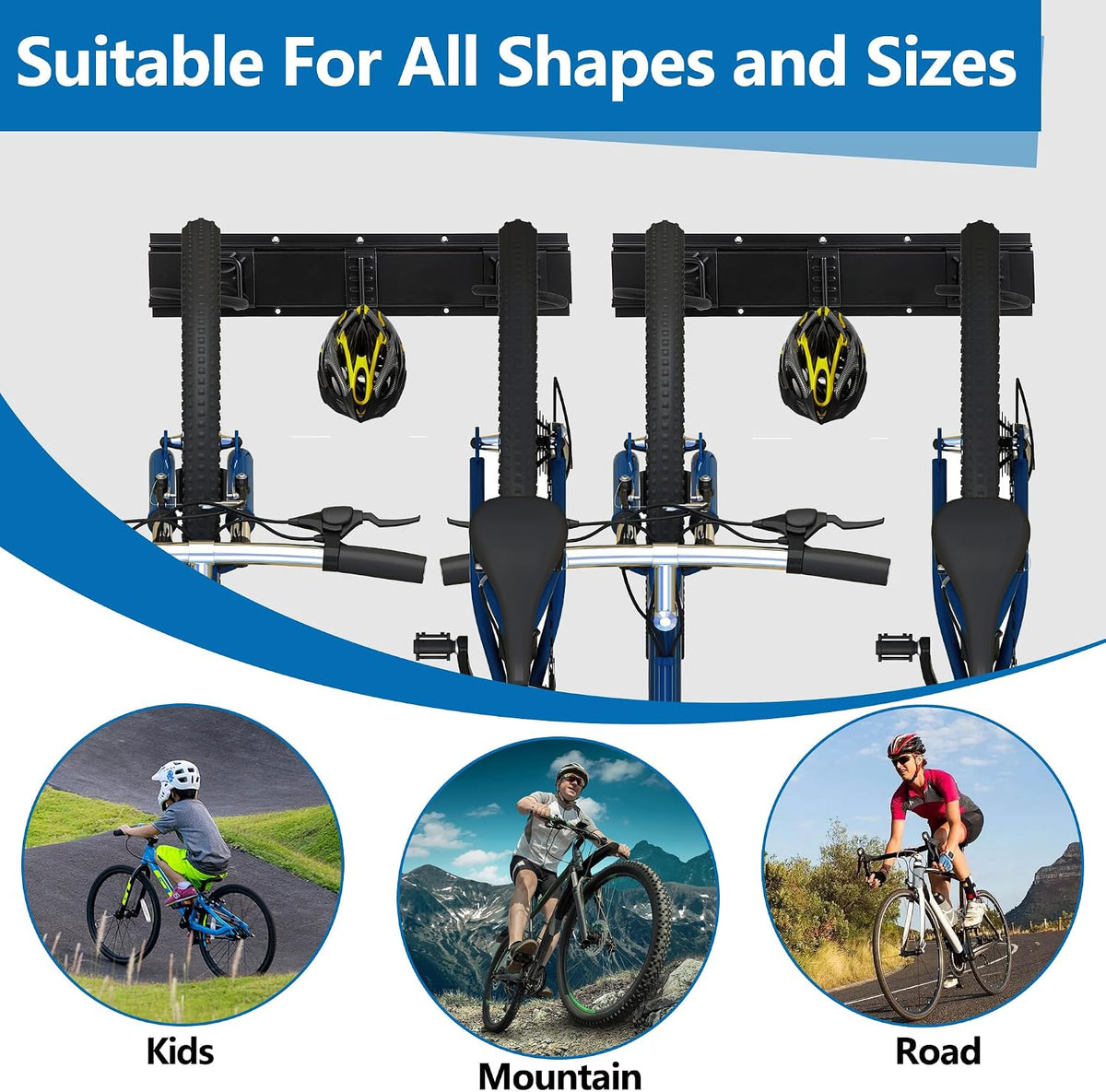 Sinoer 60.36in Vertical Wall Bike Rack Holds 6 Bikes 5 Helmet Hooks