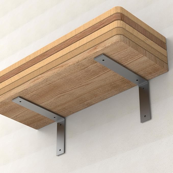 Black Heavy Duty Shelf Brackets 8 Inch, Extra Thick L Shelving Brackets - Image 7