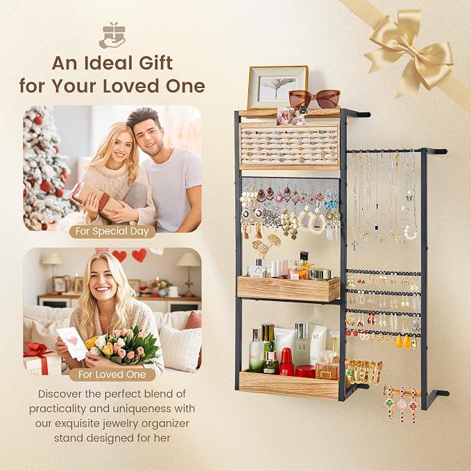Pinzoveco Hanging Jewelry Organizer Wall Mounted, Large Hanging Jewelry - Image 6