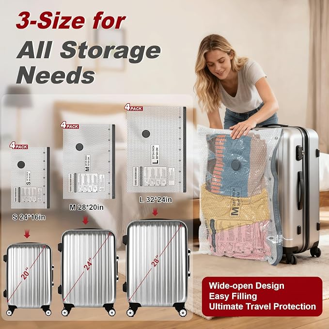 Rechargeable Wireless Pump Travel Storage Bags Set, 12 Combo Portable Space - Image 4