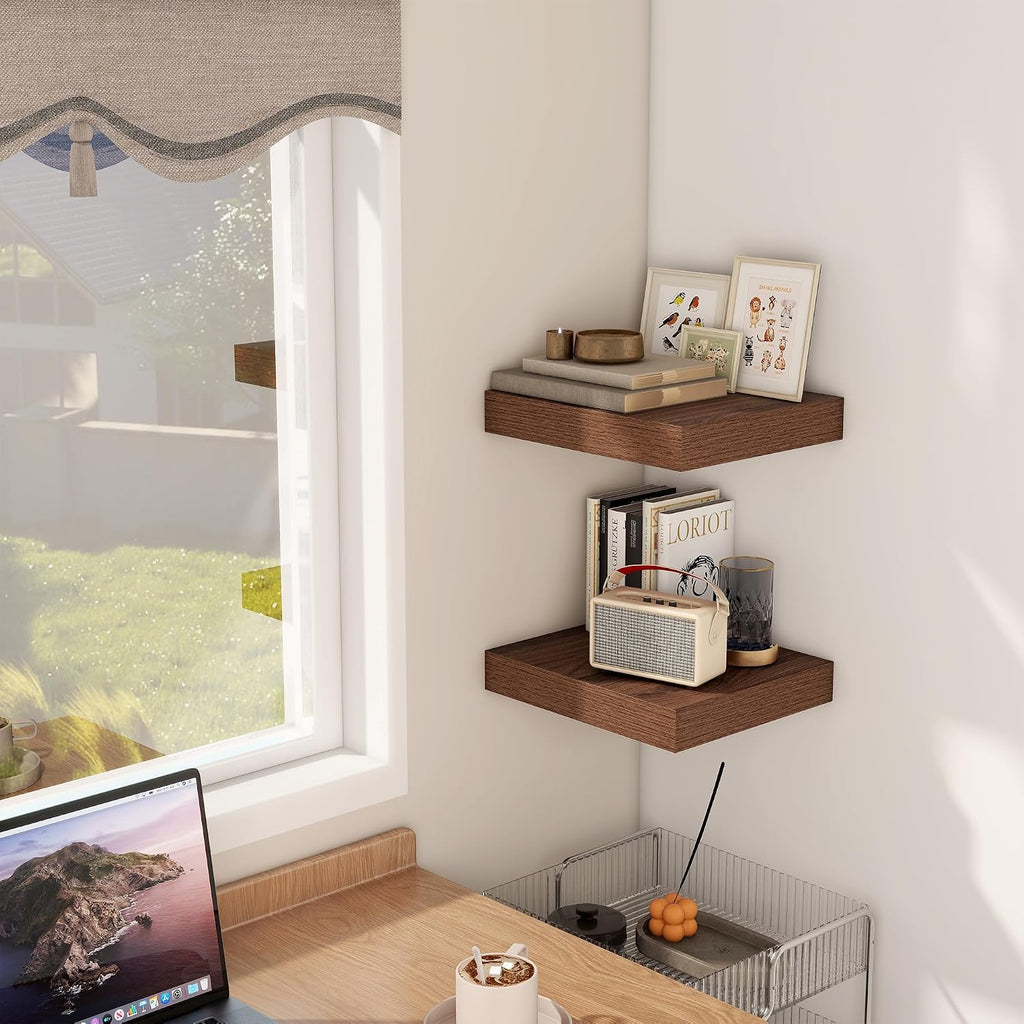 12 Inch Floating Shelf, Rustic Wood Wall Shelves for Wall Decor &