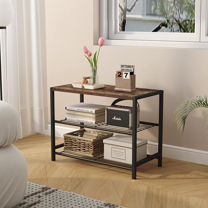 HOMEFORT 3-Tier Shoe Rack, Shoe Storage Shelf, Industrial Shoe Tower, Narrow - Image 8