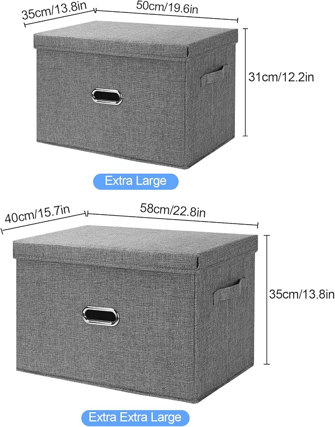 Large Linen Fabric Foldable Storage Bins - Image 6