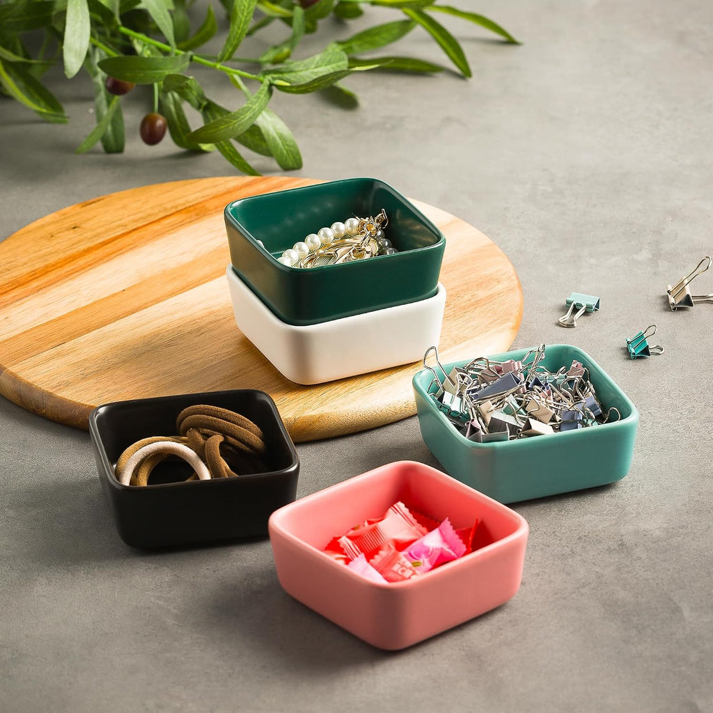 Mecaikru Ceramic Paper Clip Holder, 3.46 in Polished Desk Organizer
