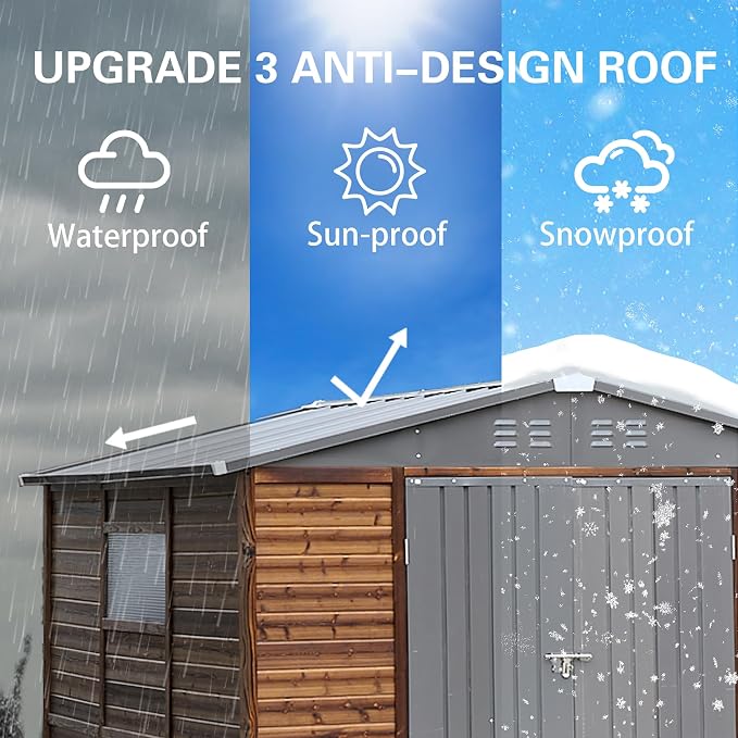 Shed 8' x 8' Storage Shed, 8x8 FT Wood Sheds & Outdoor Storage Clearance - Image 4