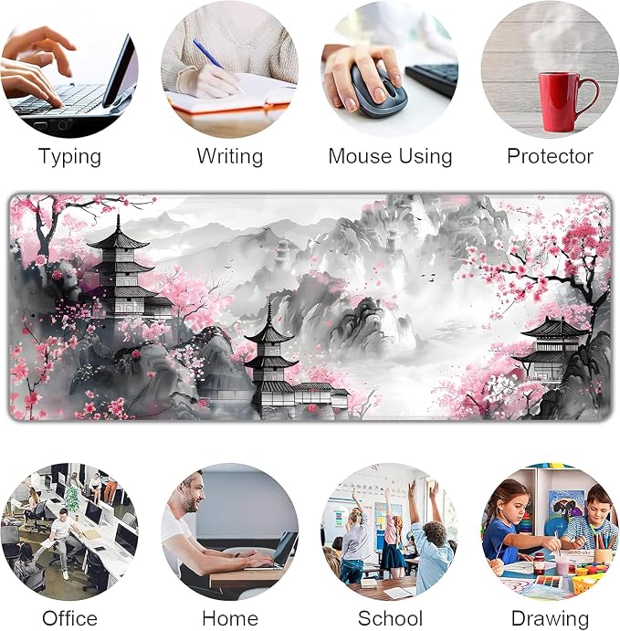 Japanese Cherry Blossom Large Mouse Pad, Gaming Keyboard Desk Pad, Extended - Image 7