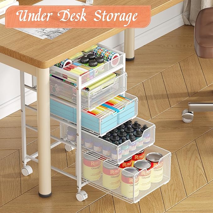 Rolling Utility Cart with 4 Drawers, Craft Organizer and Storage Carts with DIY - Image 2