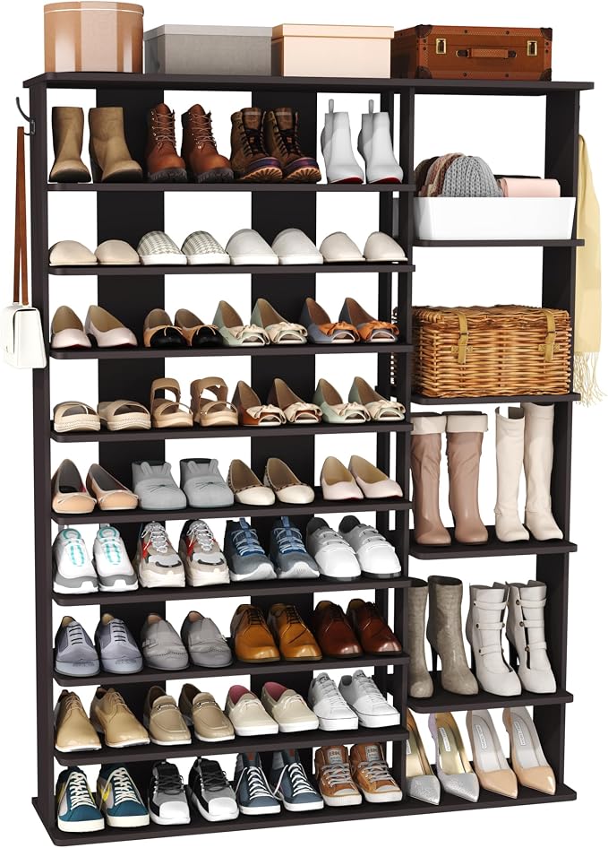HOMEFORT 10 Tiers Shoe Rack, 50 Pairs Large Shoe Shelf, 61.8" Tall Shoe Tower - Image 9