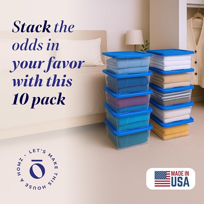 HOMZ 10-Pack Snaplock, Small Clear Plastic Storage Organizer Bins w/Lids - Image 2