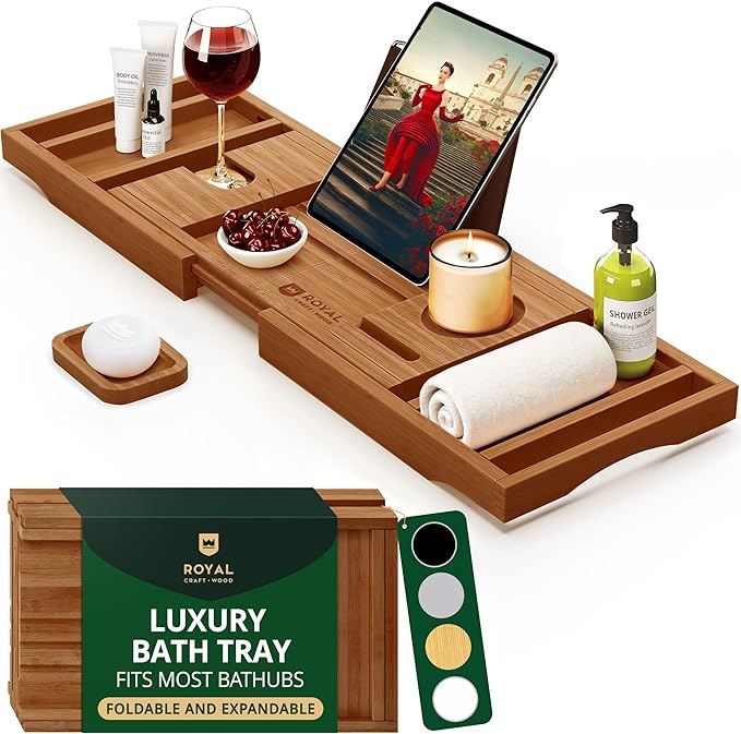 ROYAL CRAFT WOOD Premium Foldable Bathtub Tray by RoyalCraftWood