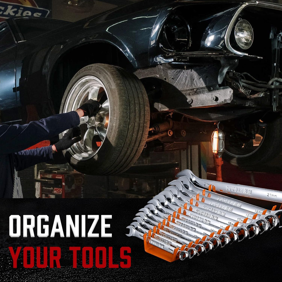ALOANES 52-Slot Metal Wrench Organizer, Heavy Duty Wrench Organizer